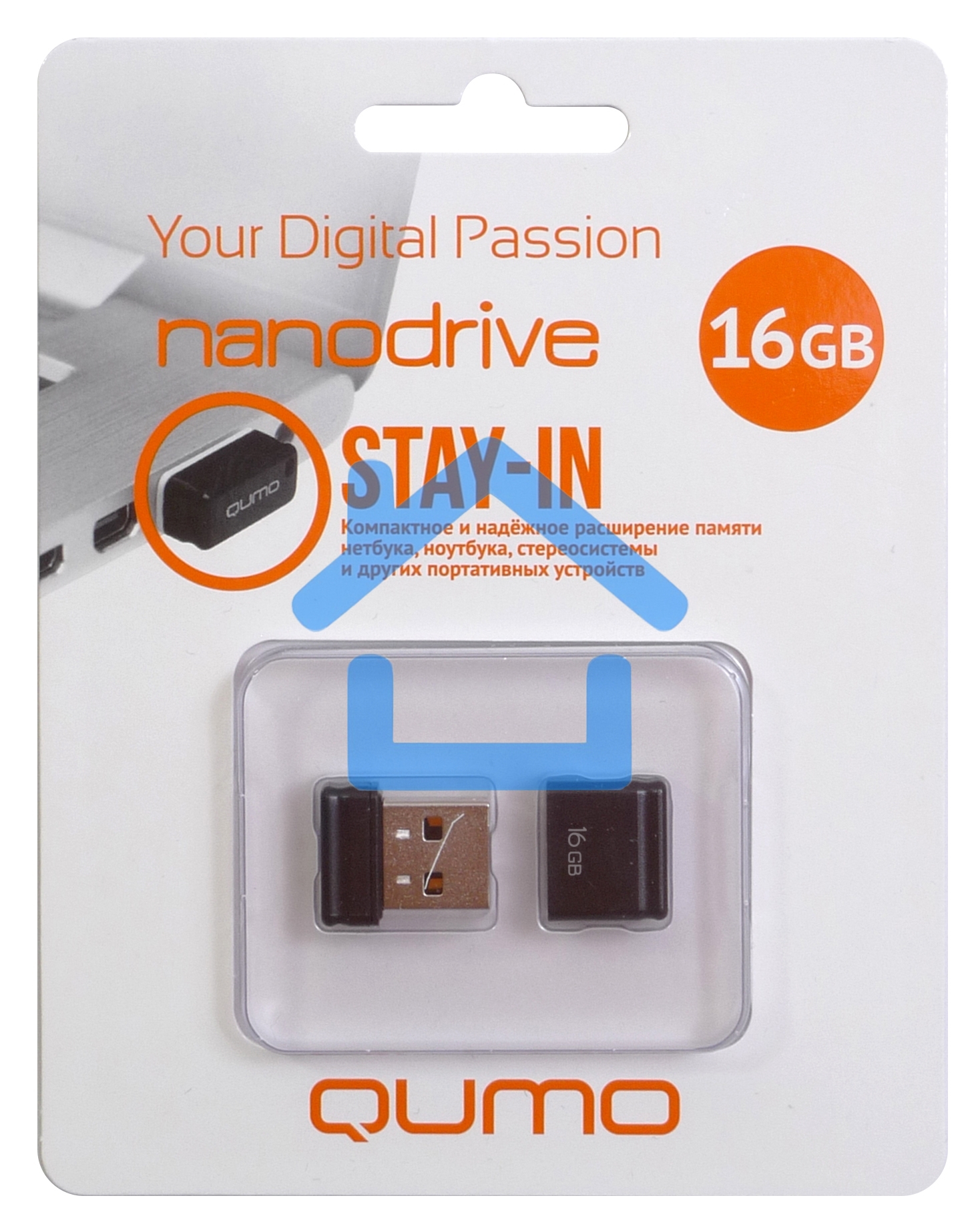 Флешка USB R/W QUMO 16Gb, NANO QM16GUD-NANO-B Black