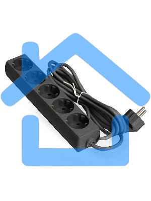 Удлинитель ExeGate ECE-5-5B (EX285825RUS), черный, 5 м, евровилка с заземлением, 5 евророзеток с заземлением, 2200 Вт