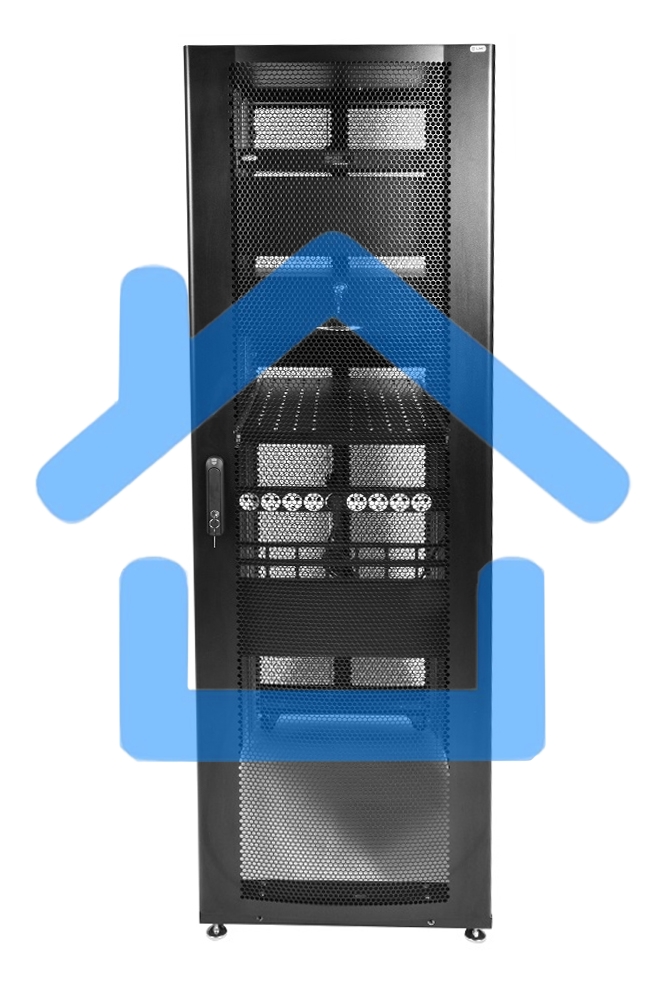 Шкаф серв. ПРОФ нап. 42U (600x1000) дверь перфорированная 2 шт., цвет черный, в сборе (ШТК-СП-42.6.10-44АА-9005) (1 коробка)