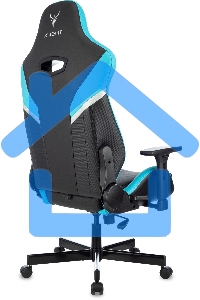 Кресло игровое Knight Thunder 5X черный/голубой эко.кожа крестов. металл