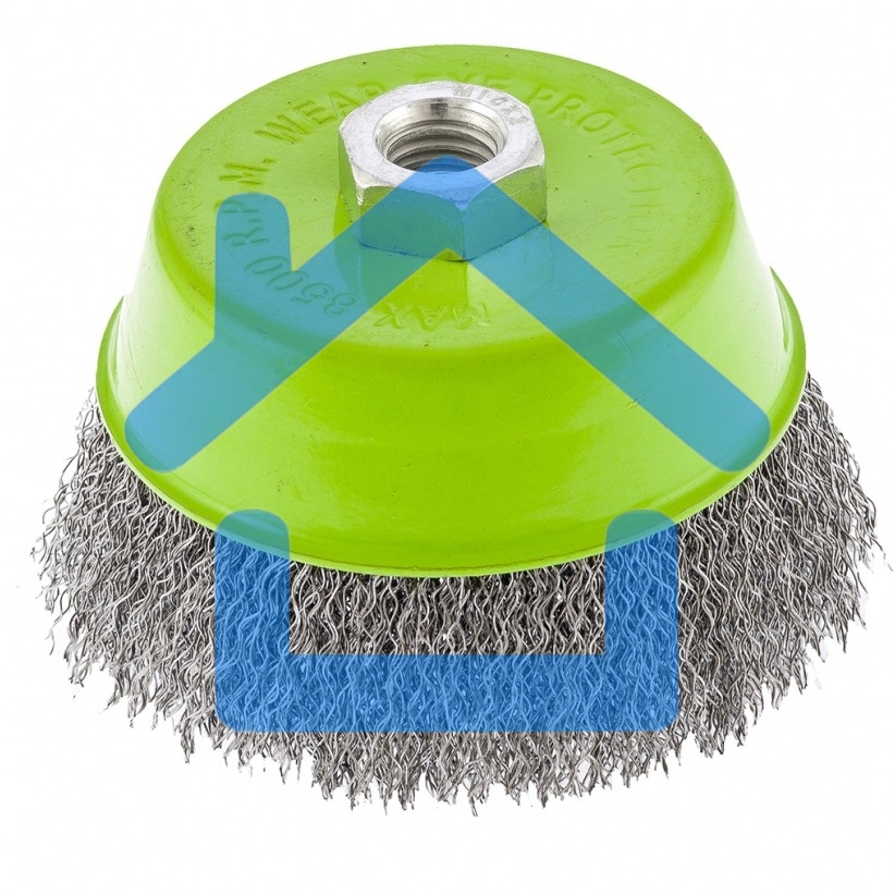 Щетка СИБРТЕХ для УШМ, 100 мм М14, чашка, витая проволока 0,3 мм 746057