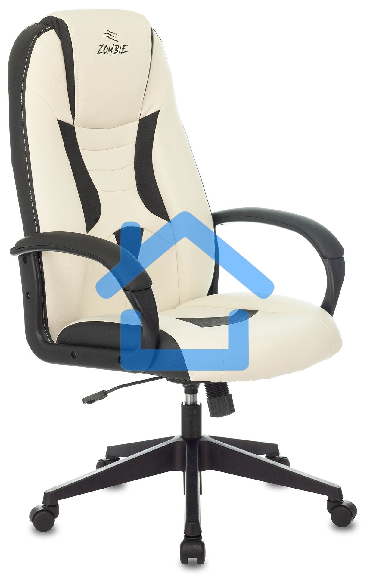 Кресло игровое Бюрократ Zombie 8 белый/черный, искусственная кожа, крестовина пластик