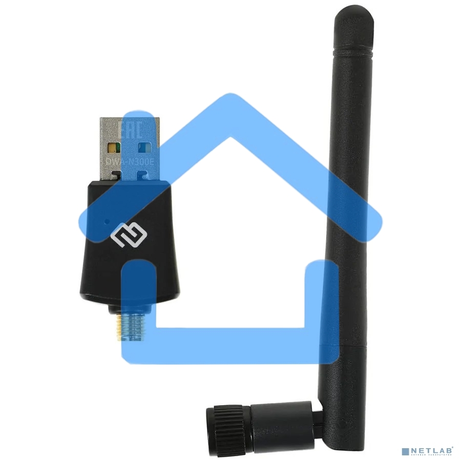 Сетевой адаптер WiFi Digma DWA-N300E N300 USB 2.0 (ант.внеш.съем) 1ант. (упак.:1шт)