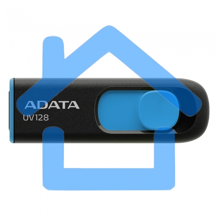 Флешка USB ADATA UV128 (AUV128-64G-RBE), 64 Gb, USB 3.0, R/W 100/30, черный/синий