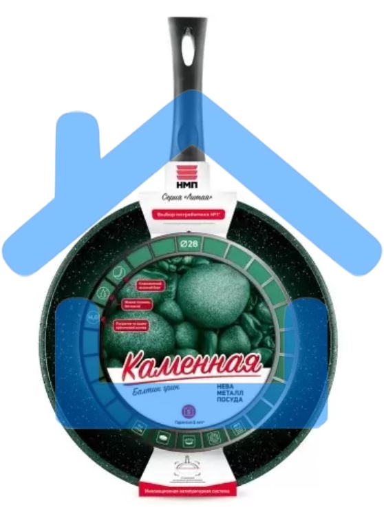 Сковорода НЕВА-МЕТАЛЛ 16128 Каменная 28см Балтик грин н/р