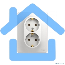 Розетка 2-м СП Glossa с заземл. в сборе бел. SchE GSL000124