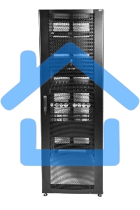 Шкаф серверный ПРОФ напольный 48U (600x1000) дверь перфор., задние двойные перфор., черный, в сборе (ШТК-СП-48.6.10-48АА-9005) (1 коробка)