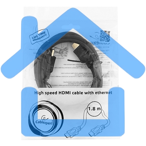 Кабель Cablexpert HDMI CC-HDMI4L-6, 19M/19M, v2.0, серия Light, позол.разъемы, экран, 1.8м, черный, пакет
