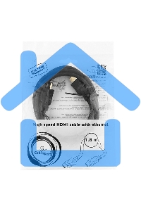 Кабель Cablexpert HDMI CC-HDMI4L-6, 19M/19M, v2.0, серия Light, позол.разъемы, экран, 1.8м, черный, пакет