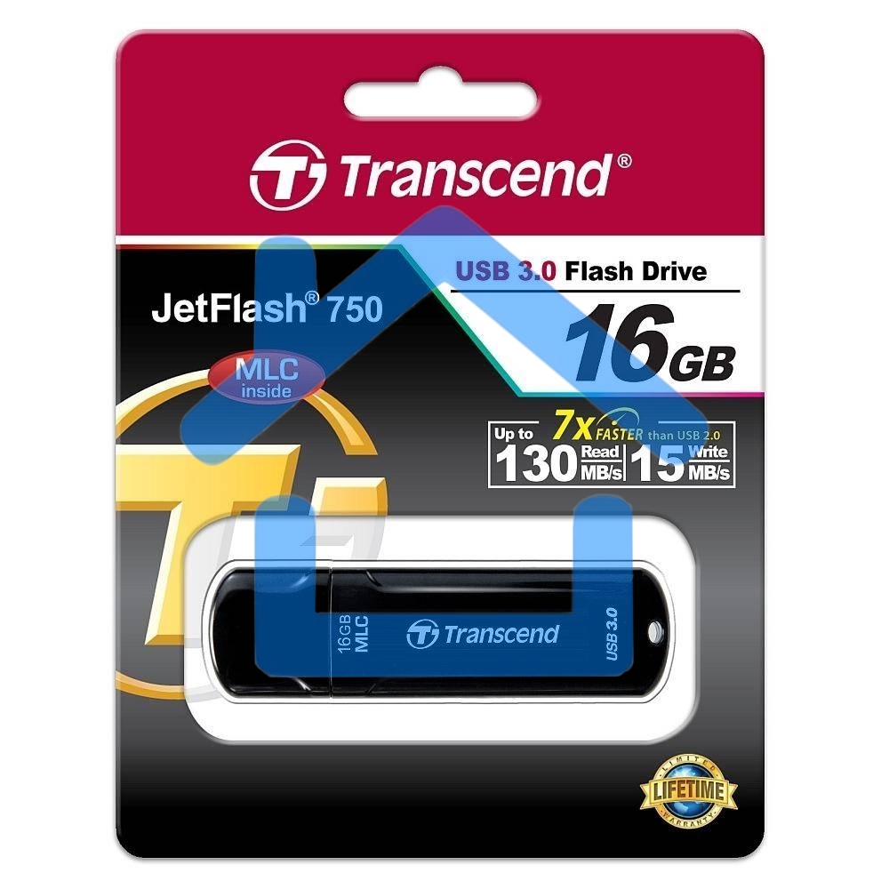 Флешка USB Transcend Jetflash 750 (TS16GJF750K), 16Gb, USB 3.0, R/W 130/15, черный