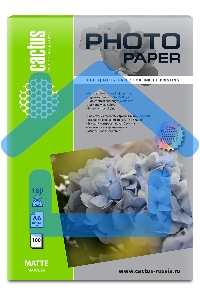 Фотобумага Cactus CS-MA6180100 A6/180г/м2/100л./белый матовое для струйной печати