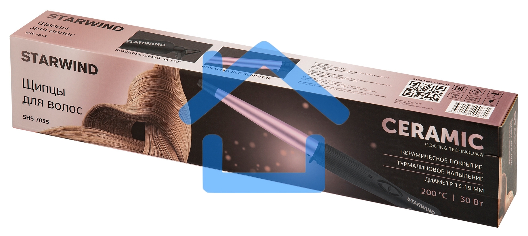 Щипцы Starwind SHS 7035 30Вт макс.темп.:200С покрытие:турмалиновое черный/фиолетовый