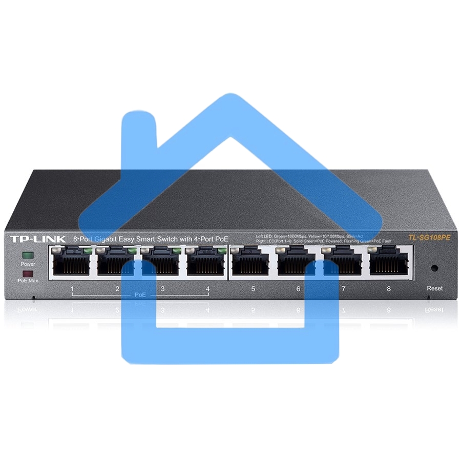Коммутатор TP-Link SMB TL-SG108PE Easy Smart гигабитный 8-портовый коммутатор с 4 портами PoE