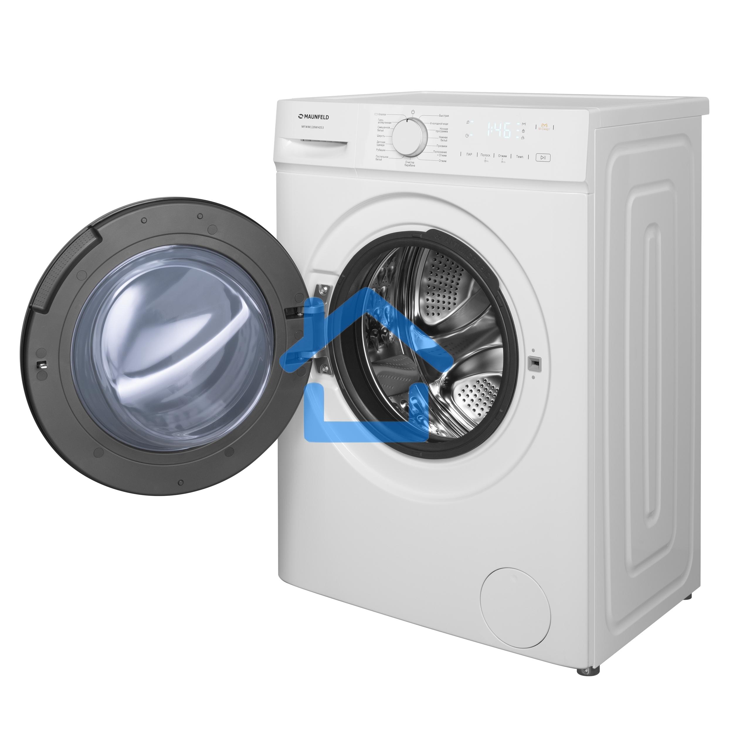 Стиральная машина Maunfeld MFWM128WH053 белая, загрузка фронтальная 7.5кг, 1200 об/мин., класс: A+++