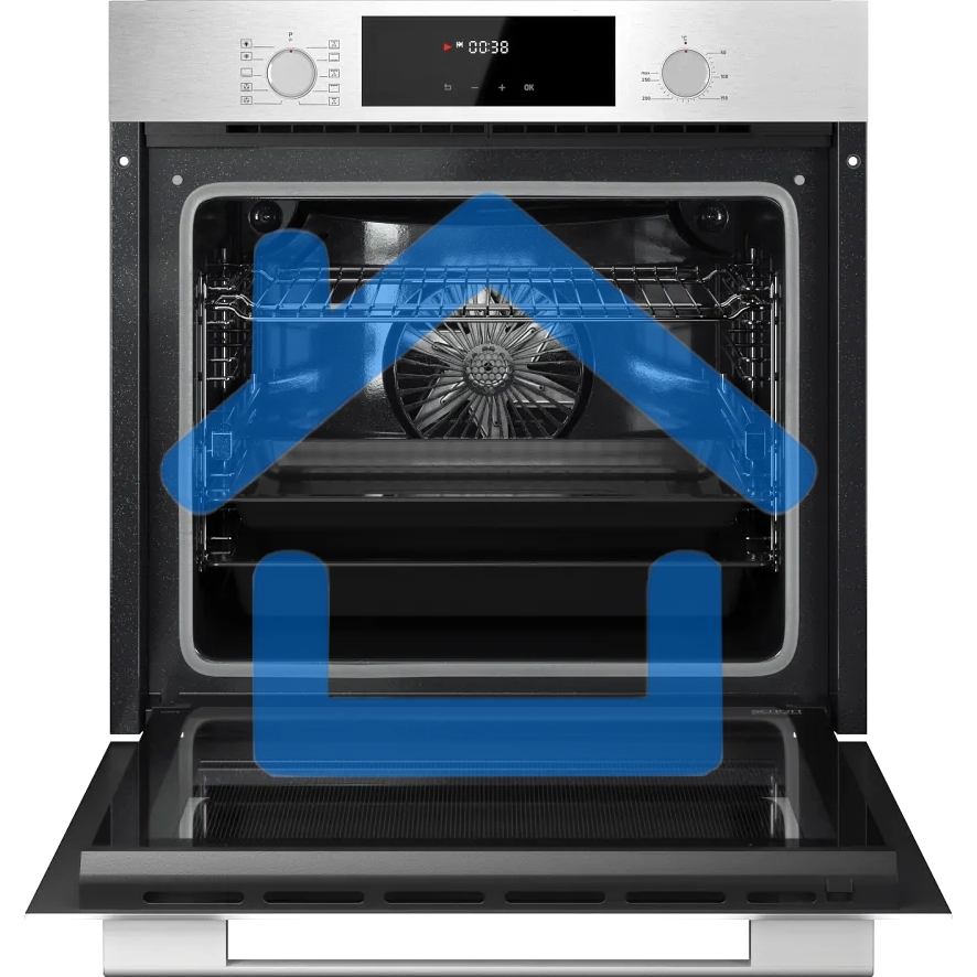 Встраиваемый духовой шкаф Kuppersberg HF 609 BX, High-Tech, объем 80 л, 10 режимов работы, телескопические направляющие, цифровой таймер, 2 стекла в дверце, утапливаемые переключатели, энергоэффективность А, черный/нержавеющая сталь