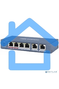Коммутатор Hikvision DS-3E0106P-E/M 6x100Mb 4PoE+ 35W неуправляемый