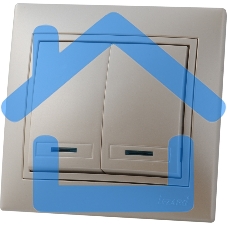 Выключатель LEZARD 701-3030-112серия скр.проводки Мира двойной подсветка жемчужно-белый перламутр