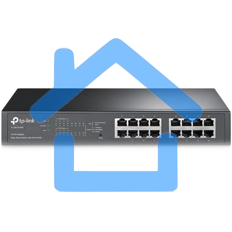 Коммутатор TP-Link SMB TL-SG1016PE Easy Smart гигабитный 16-портовый коммутатор с 8 портами PoE+