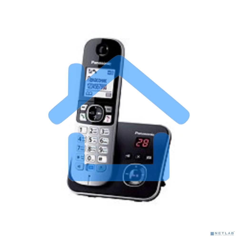 Телефон беспроводной (DECT) Panasonic KX-TG6821RUB черный, автоответчик,определитель номера,телефонный справочник 120 зап.
