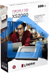 Внешний SSD Kingston XS2000, 2TB, USB 3.2 Gen 2x2 Type-C, R/W 2000/2000, серебристый