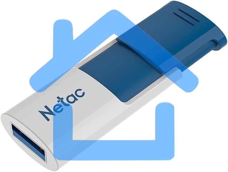 Флешка USB R/W Netac U182 Blue 64Gb <NT03U182N-064G-30BL>, USB3.0, сдвижной корпус, пластиковая бело-синяя