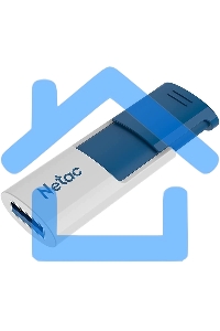 Флешка USB Netac U182 Blue 64 Gb <NT03U182N-064G-30BL>, USB 3.0, сдвижной корпус, пластиковая бело-синяя