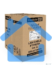 Кабель UTP 4 пары кат.5e Exegate медь, 305м pullbox, серый