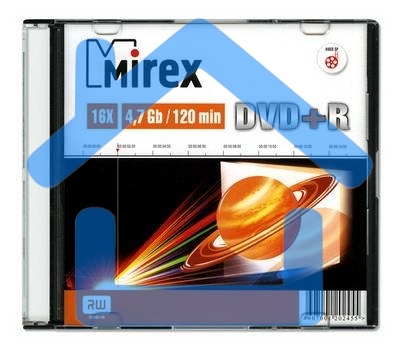 Диск DVD+R Mirex 4.7 Gb, 16x, Slim Case (1), (1/200)