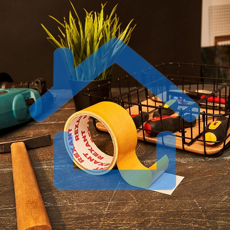 Двухсторонний скотч Rexant, полипропиленовая основа, 48 мм, ролик 5 м