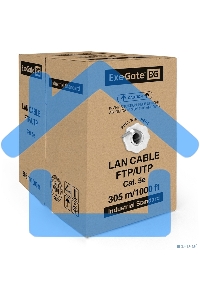 Кабель UTP 4 пары кат.5e Exegate медь, 305м pullbox, серый
