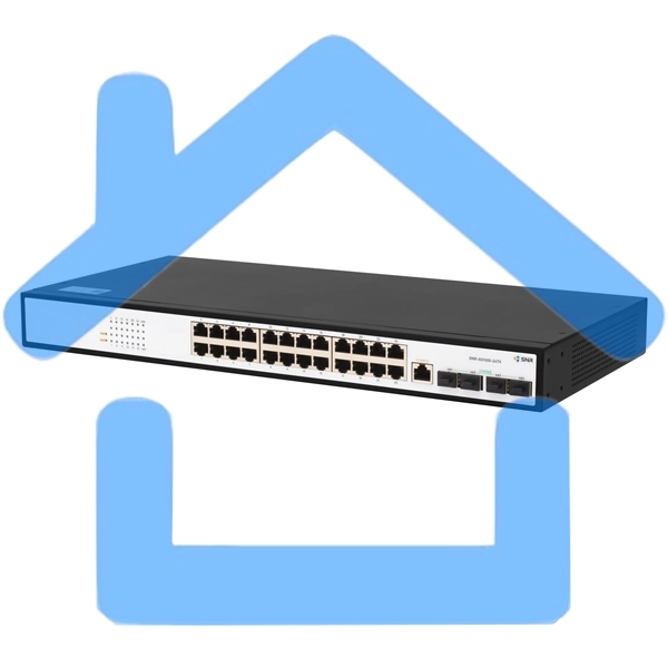 Коммутатор управляемый SNR уровня 2+, 24 порта 10/100/1000Base-T, 4 порта 1/10G SFP+, встроенный БП ~220V AC