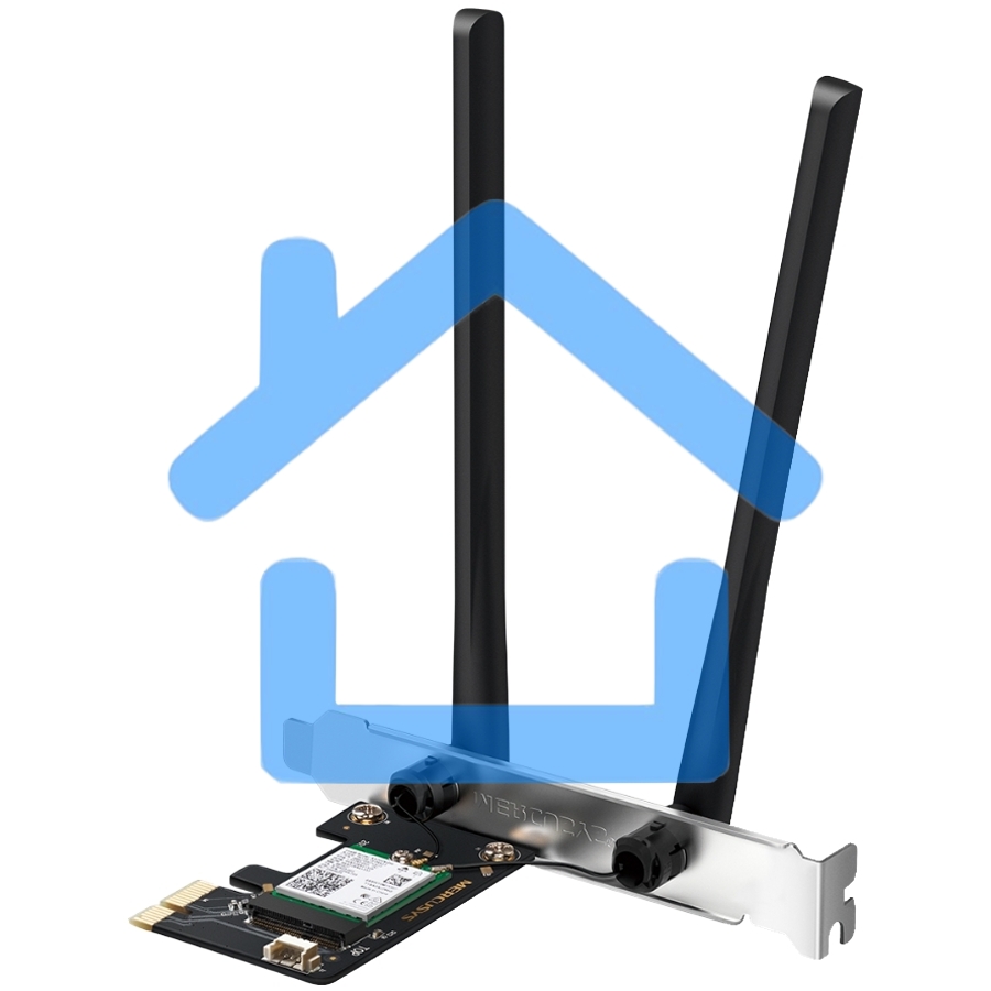 Сетевой адаптер Wi-Fi + Bluetooth Mercusys MA80XE AX3000 PCI Express (ант.внеш.несъем.) 2ант.
