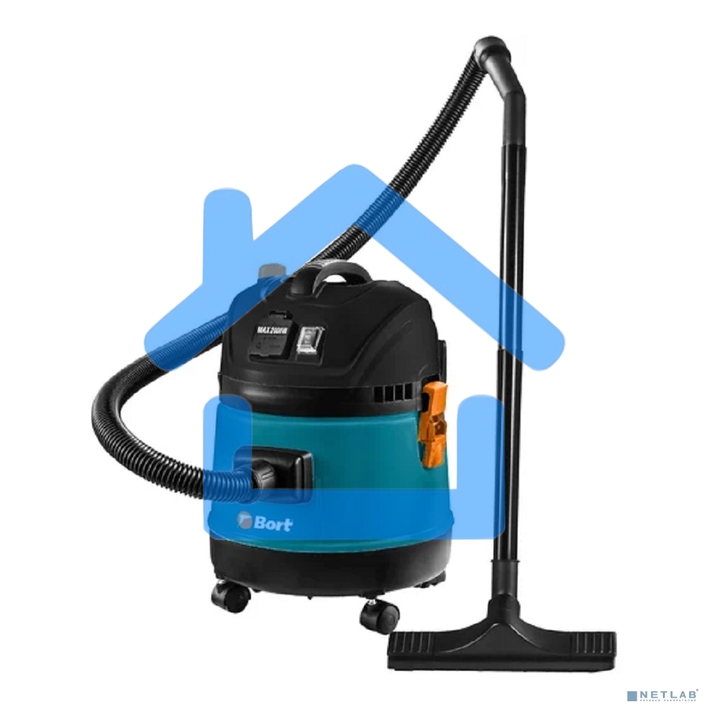 Строительный пылесос Bort BSS-1220-M (93417814) синий, 270/1200 Вт, уборка сухая/влажная, пылесборник мешок/контейнер, 20 л