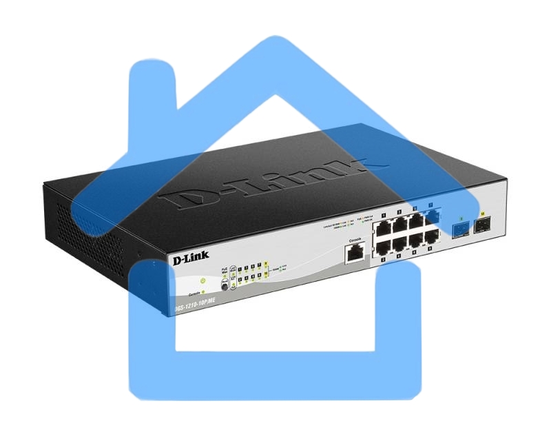 Коммутатор D-Link DGS-1210-10P/ME/B1A Управляемый 2 уровня с 8 портами 10/100/1000Base-T с поддержкой PoE и 2 портами 1000Base-X SFP
