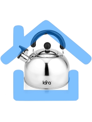 Чайник металлический LARA LR00-40 (зеркальный) 2л, индукционное дно, толщина стенок 0.35мм, свисток