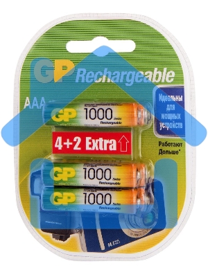 Аккумулятор GP Rechargeable 1000AAAHC4/2 AAA NiMH 1000mAh (6шт) блистер