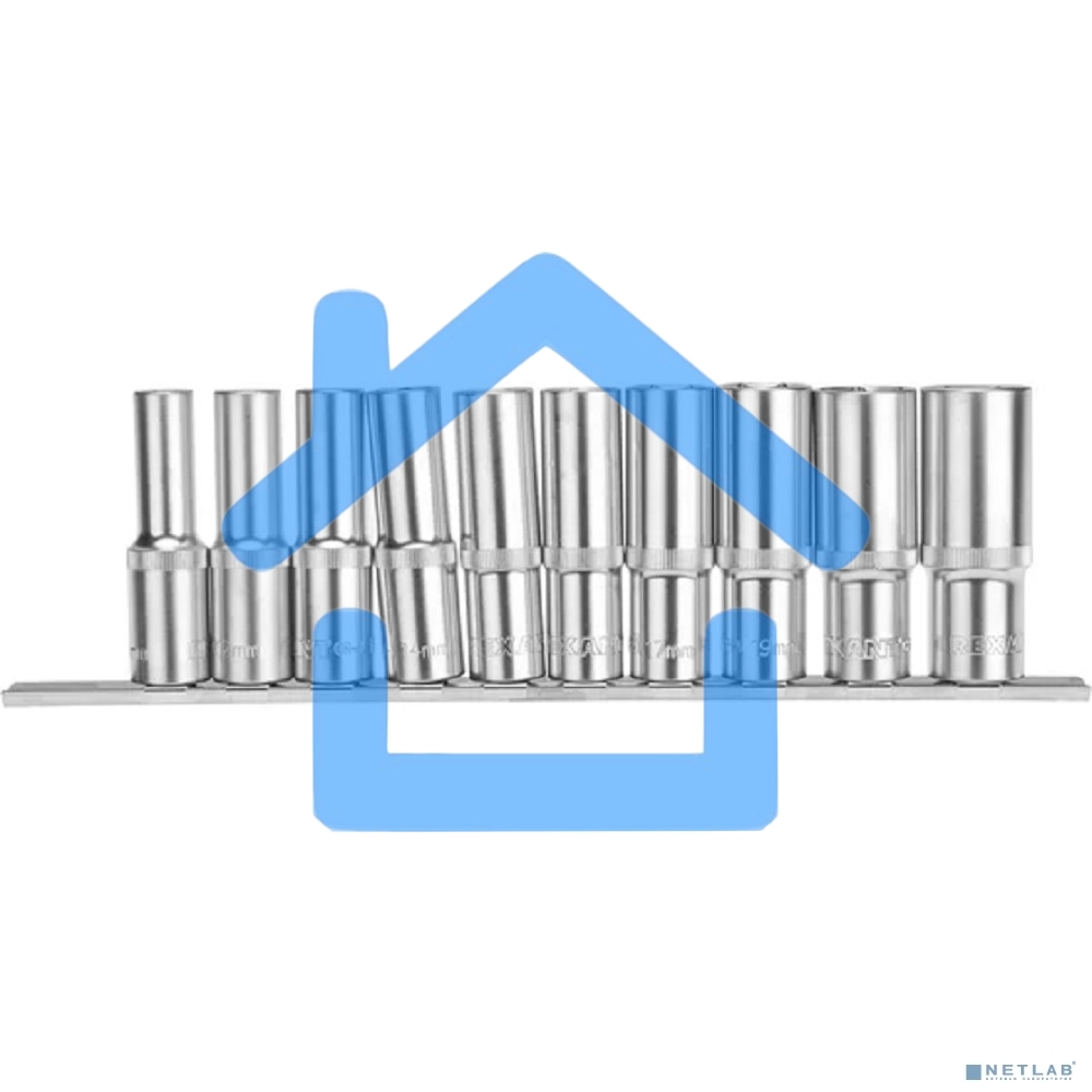 Набор удлиненных торцевых головок Rexant 1/2, шестигранные, CrV, 10 шт., 10-22 мм