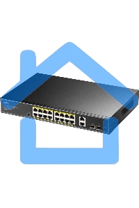 Коммутатор Cudy GS1018PS2 (L2) 18x1Gbит/с 2xКомбо(1000BASE-T/SFP) 2SFP 16PoE 200W неуправляемый