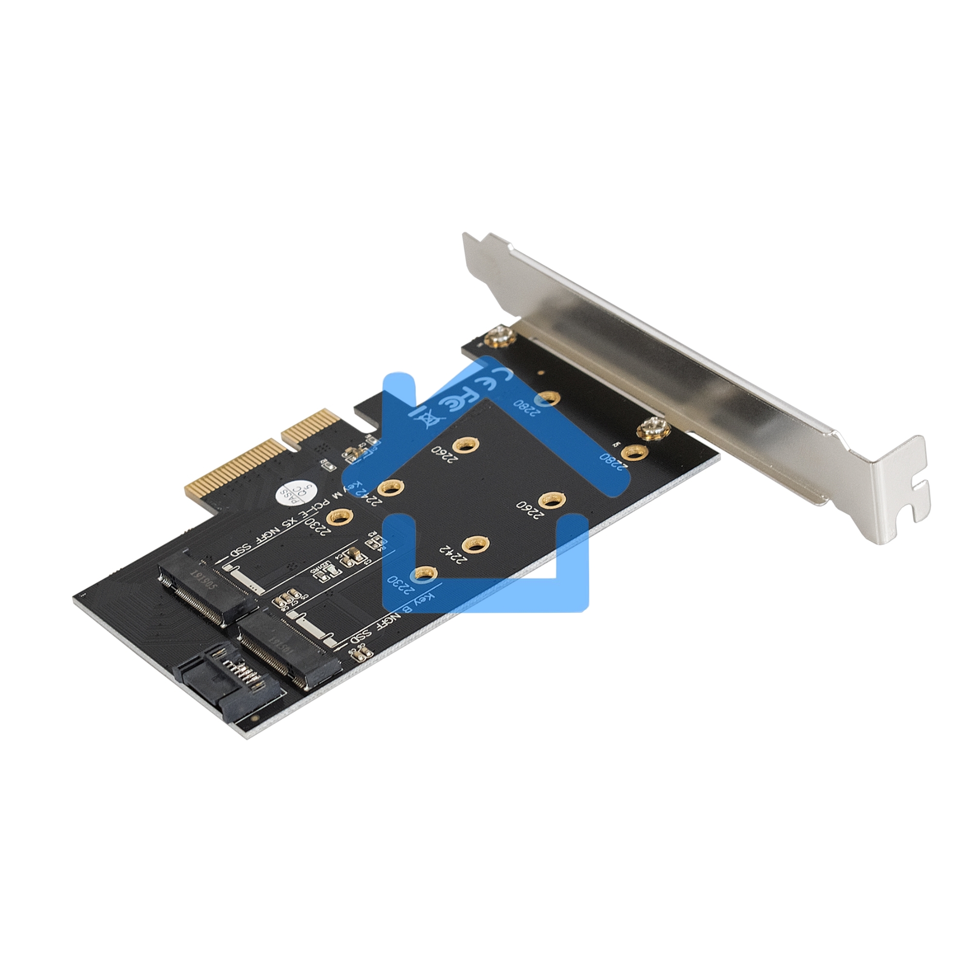 Переходник ExeGate EXE-509 M.2 B key + M.2 M Key -> PCI-Ex4/SATA