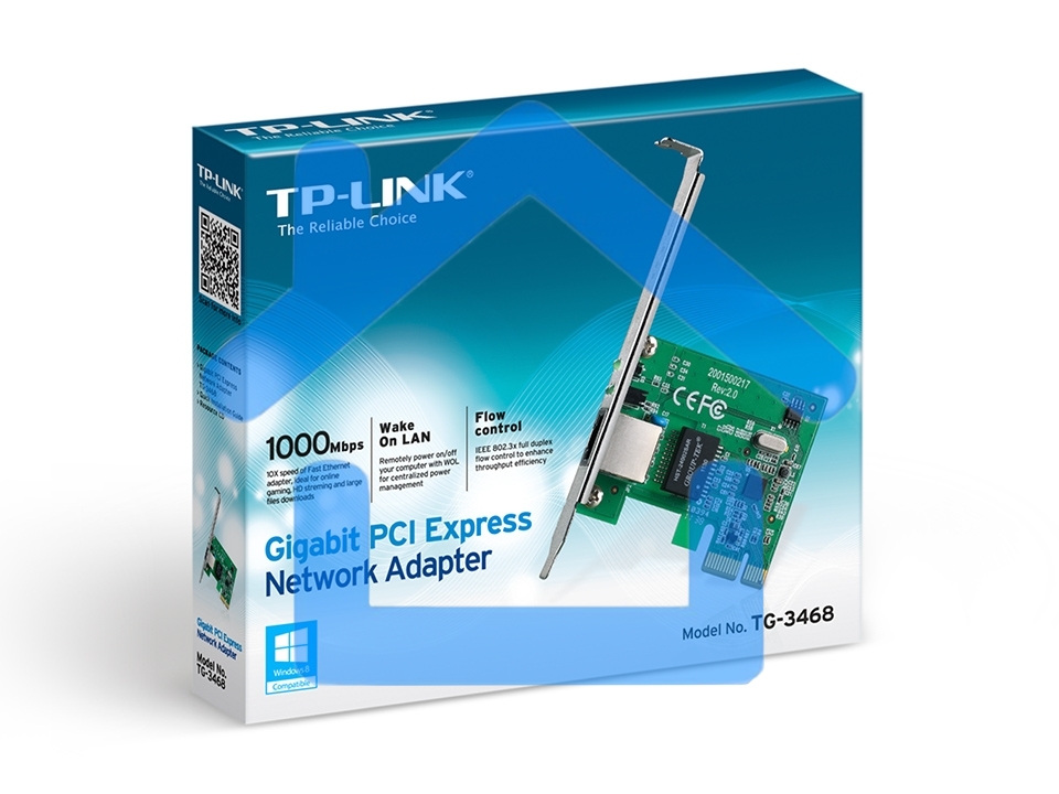 Сетевая карта TP-Link TG-3468 SOHO 32bit Gigabit PCIe, Realtek RTL8168B chipset