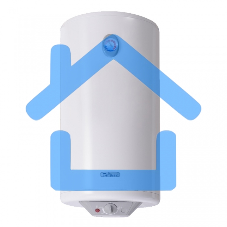 Водонагреватель De Luxe 3W50V1 Объем 50л,мощность 1,5квт,нагрев 2ч, вес 18кг, высота 733,диаметр 360мм.