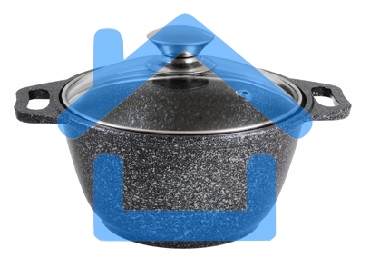 КУКМОР КМТ32а 3,0л. Кастрюля литая 3,0л стеклянная крышка. Темный мрамор.