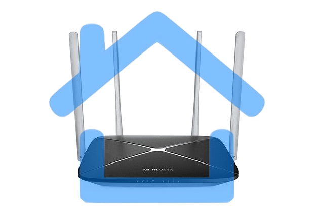 Беспроводный маршрутизатор Mercusys AC12, Dual Band, (867Мбит/с на 5 ГГц + 300Мбит/с на 2,4 ГГц)4 порта 100 Мбит/с, 4 фиксированных антенны