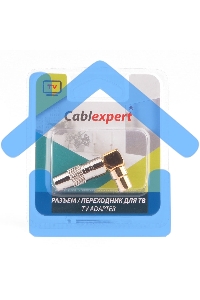 Разъем Cablexpert TVPL-07, TV (папа) позолоченный, латунь OD8.5, 90 градусов, блистер