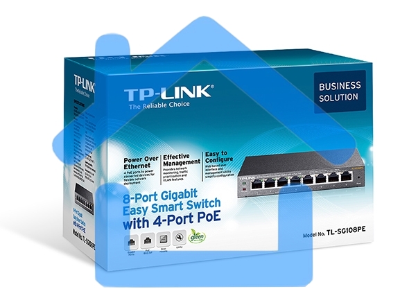 Коммутатор TP-Link SMB TL-SG108PE Easy Smart гигабитный 8-портовый коммутатор с 4 портами PoE