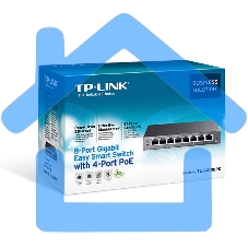 Коммутатор TP-Link SMB TL-SG108PE Easy Smart гигабитный 8-портовый коммутатор с 4 портами PoE