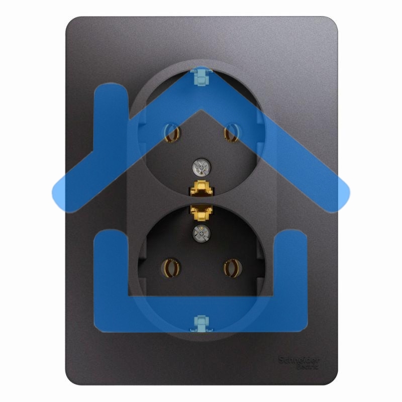 Розетка 2-м Glossa с заземл. в сборе графит SchE GSL001324