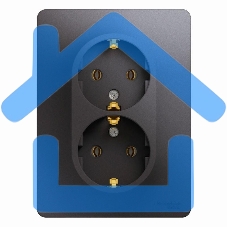 Розетка 2-м Glossa с заземл. в сборе графит SchE GSL001324