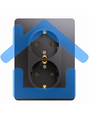 Розетка 2-м Glossa с заземл. в сборе графит SchE GSL001324