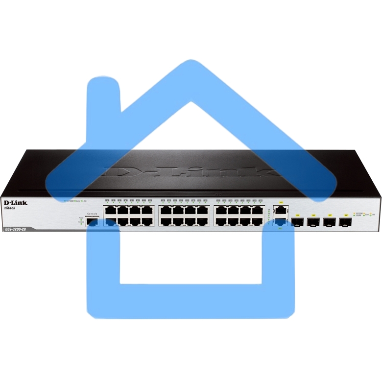 Управляемый коммутатор 2 уровня D-Link DES-3200-28/C1A с 24 портами 10/100BASE-T + 2 комбо-портами 1000Base-T/SFP